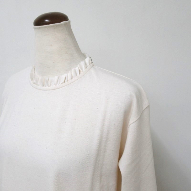 NOUVELLES DU PARADIS ドライコットン天 竺衿フリル長袖プルオーバー /Kinari06 【日本製】